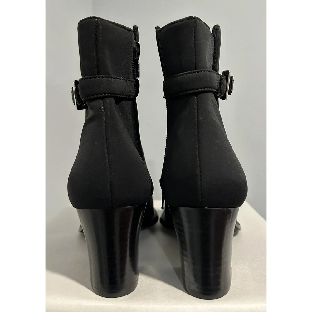 Karen Scott Boots Womens Size 7.5 Black Riser Side Zip Block Heel Bootie New